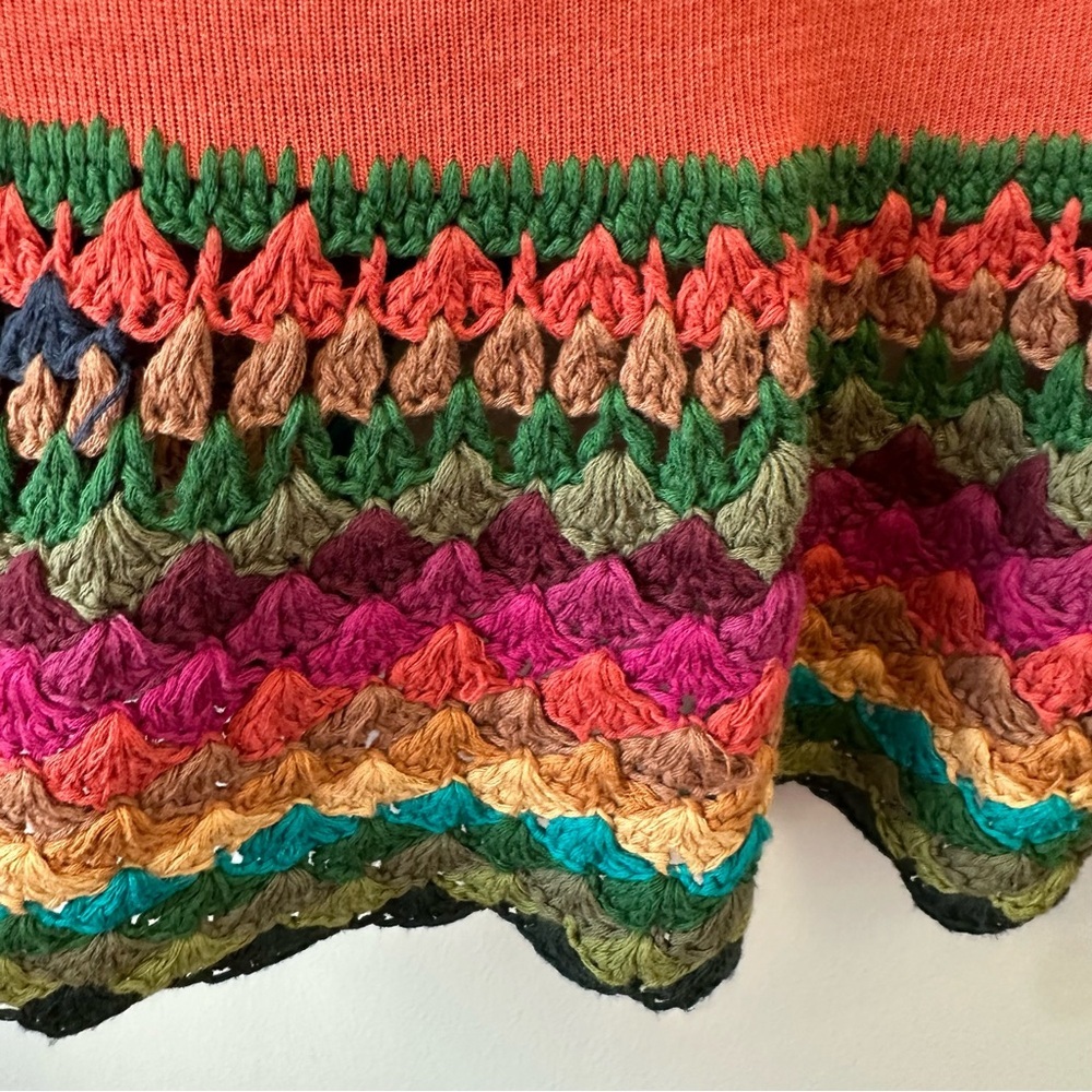 Double Zero Multicolor Crochet Ruffle Open Front Cardigan - Picture 7 of 7